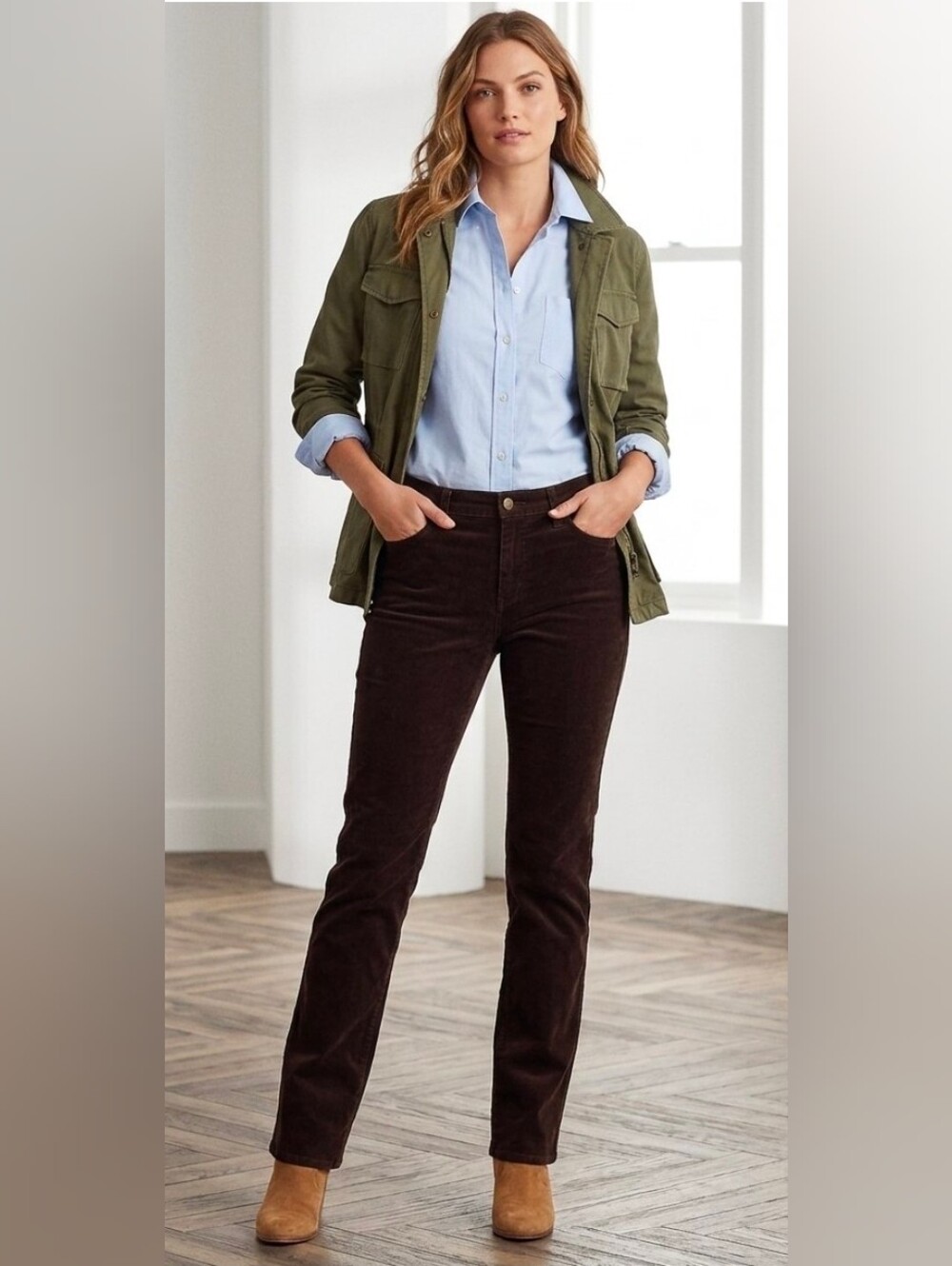 Lauren Ralph Lauren Brown Corduroy Straight Leg Pants Size 8